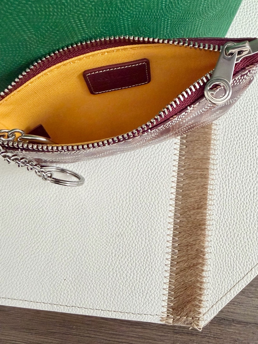 Goyard Maroon Chevron Key & Card Pouch - Picture 3 of 5